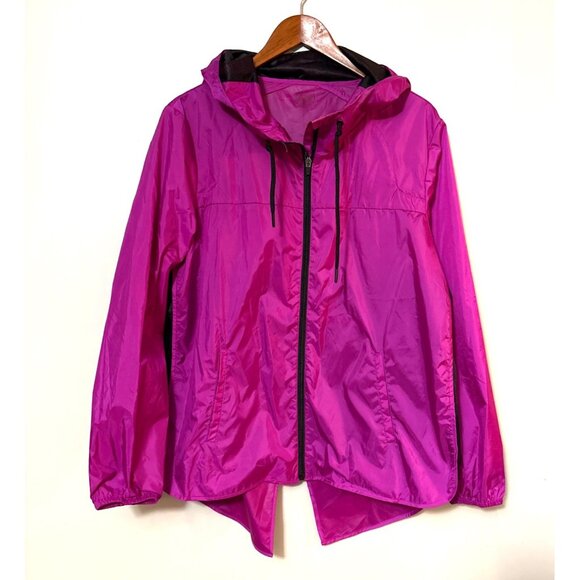 Unbranded Jackets & Blazers - Fuchsia rain jacket Size Medium split back zip up with hood